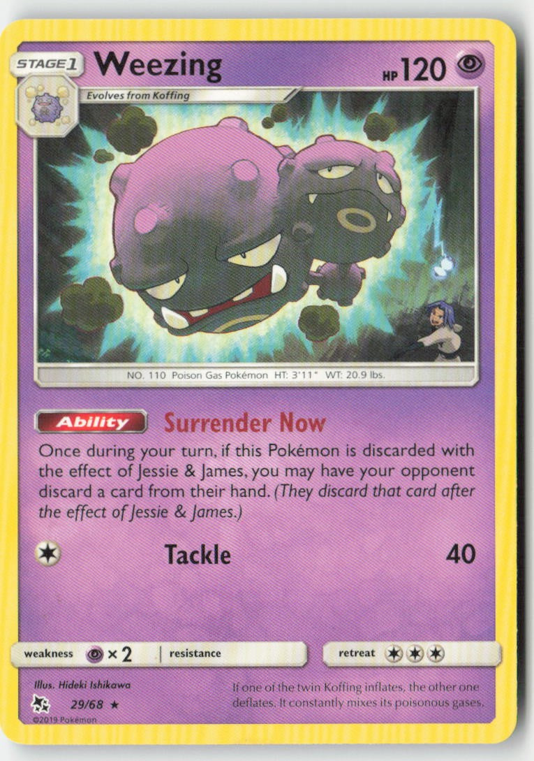 Weezing 29/68 Regular Hidden Fates Moderately Played