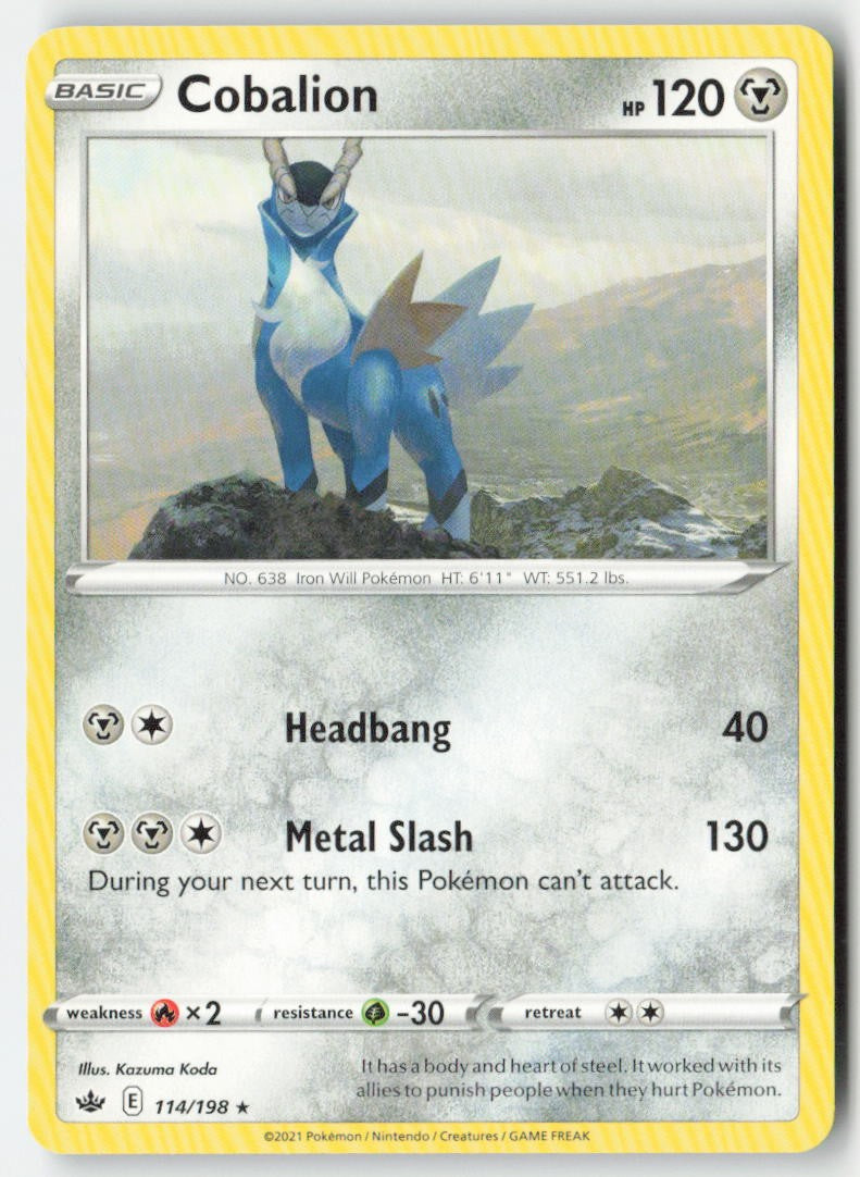 Cobalion 114/198 Regular Chilling Reign Moderately Played