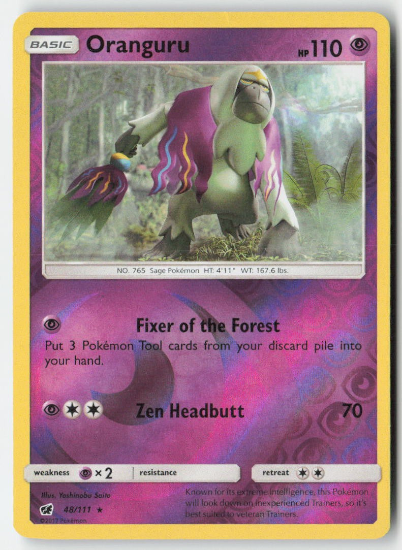 Oranguru 48/111 Reverse Holo Crimson Invasion Moderately Played, Front