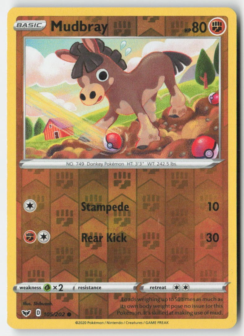 Mudbray 105/202 Reverse Holo Sword & Shield Moderately Played
