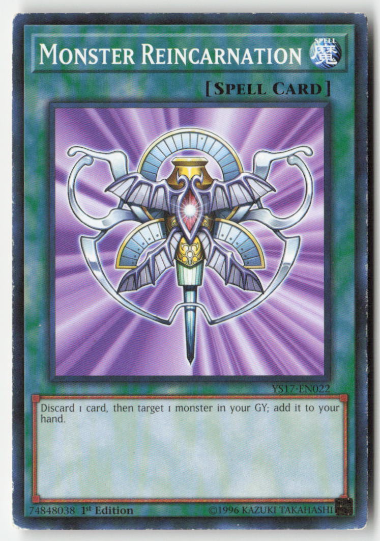 Monster Reincarnation YS17-EN022 1st Edition Common Moderately Played