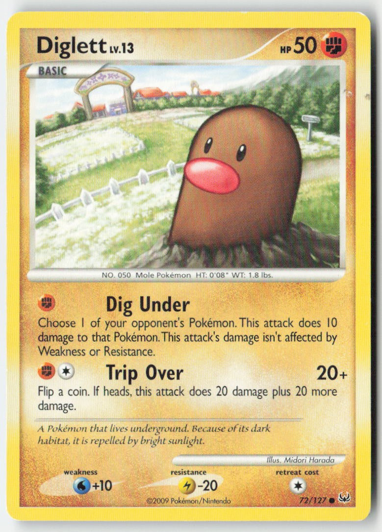 Diglett 72/127 Regular Platinum Moderately Played