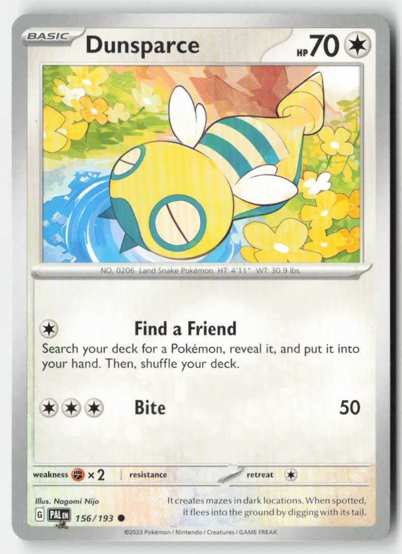 Dunsparce 156/193 Regular Paldea Evolved Moderately Played