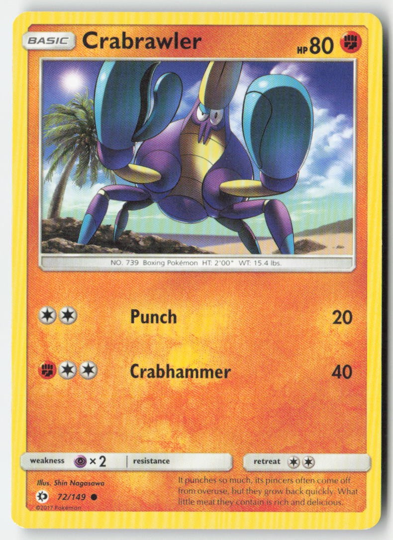 Crabrawler 72/149 Regular Sun & Moon Moderately Played