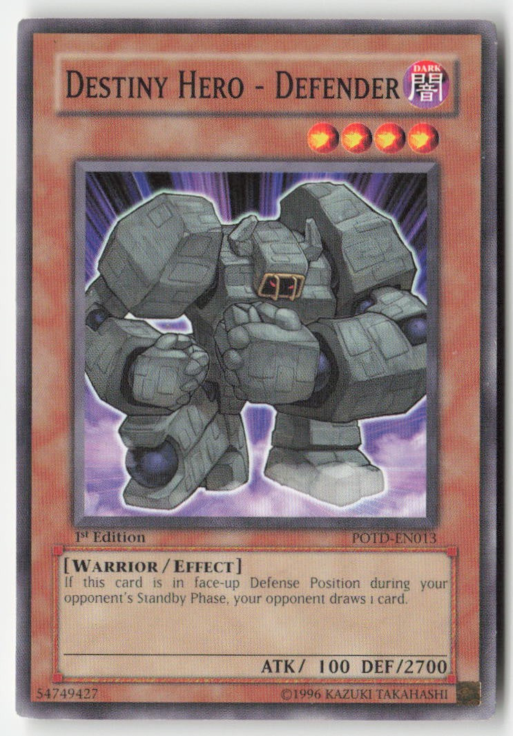 Destiny HERO - Defender POTD-EN013 1st Edition Common Moderately Played, Front