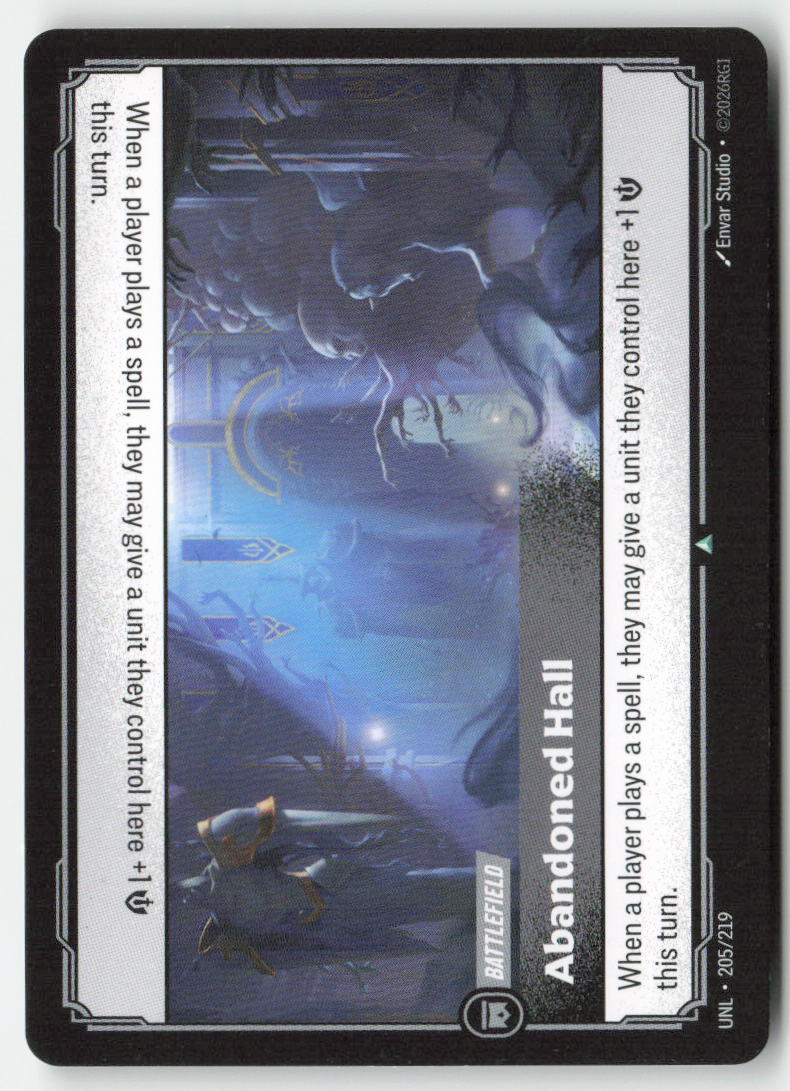 Abandoned Hall #205/219 - Unleashed - Riftbound - Uncommon - Lightly Played