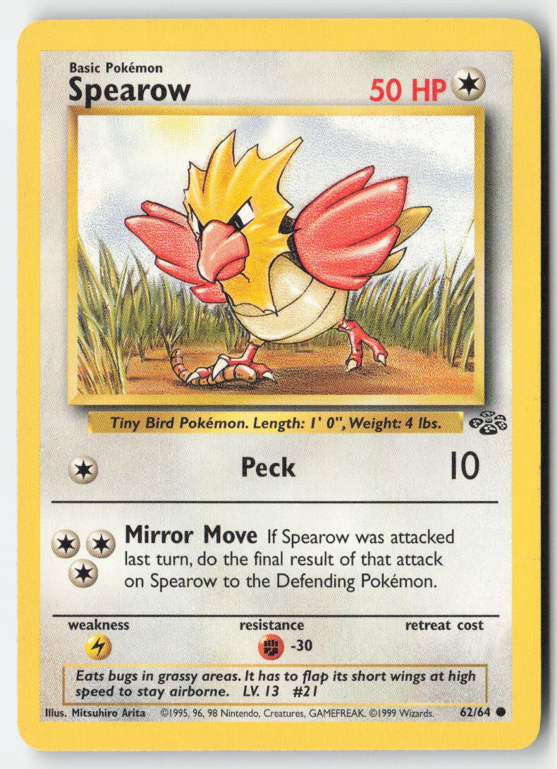 Spearow 62/64 Regular Jungle Moderately Played
