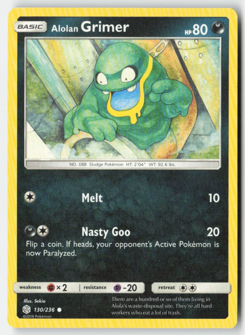 Alolan Grimer 130/236 Regular Cosmic Eclipse Moderately Played, Front