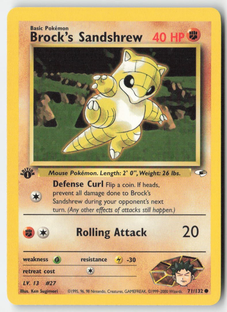 Brock's Sandshrew 71/132 1st Edition Gym Heroes Moderately Played