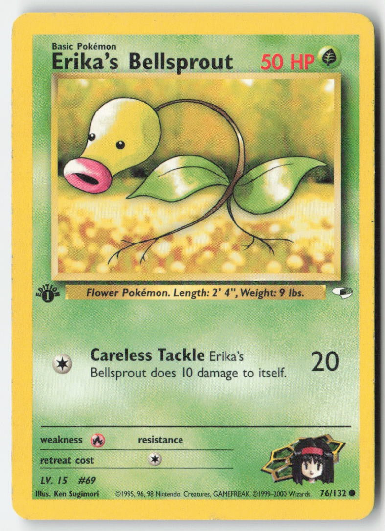 Erika's Bellsprout 76/132 1st Edition Gym Heroes Moderately Played