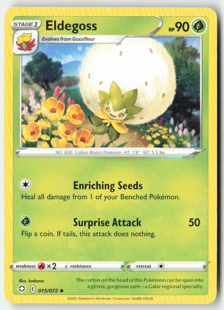Eldegoss 15/72 Regular Shining Fates Moderately Played, Front