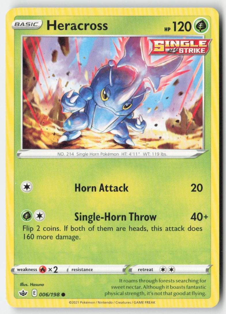 Heracross 6/198 Regular Chilling Reign Moderately Played, Front