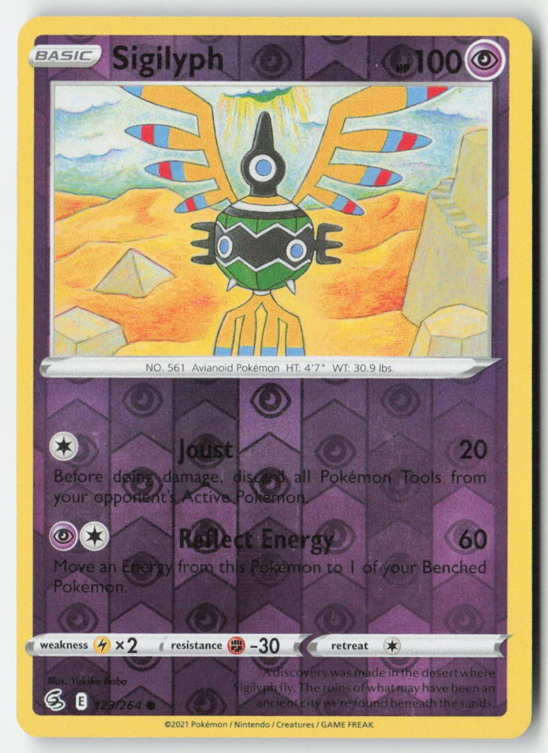 Sigilyph 123/264 Reverse Holo Fusion Strike Moderately Played