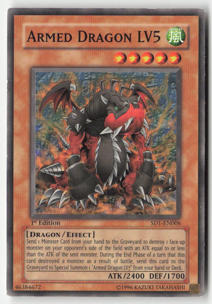 Armed Dragon LV5 SD1-EN006 1st Edition Common Moderately Played, Front