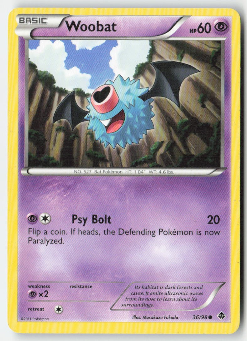 Woobat 36/98 Regular Emerging Powers Moderately Played, Front