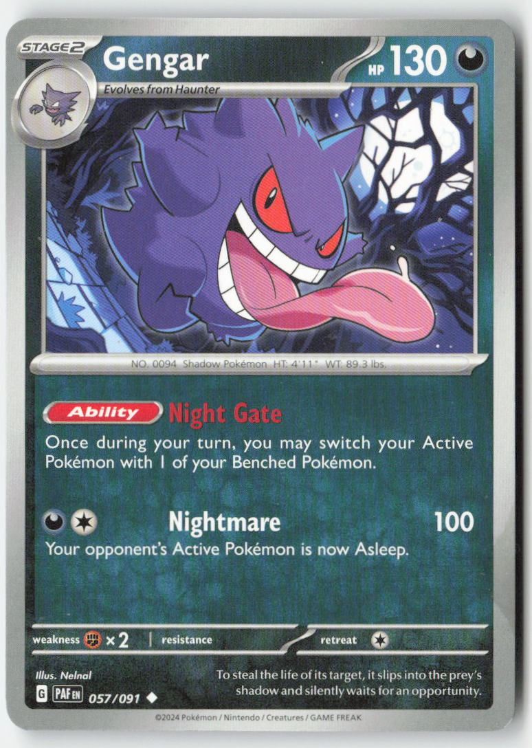 Gengar 057/91 Regular Paldean Fates Moderately Played