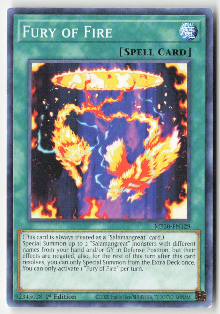Fury of Fire MP20-EN129 1st Edition Common Moderately Played
