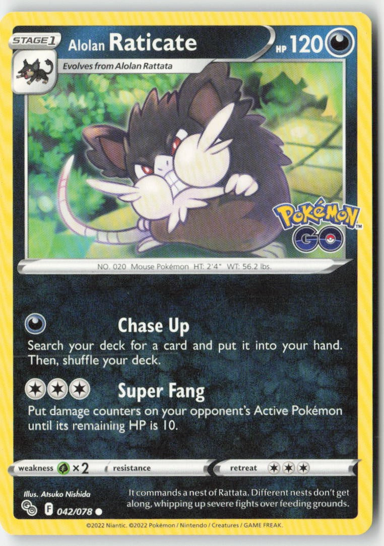 Alolan Raticate 042/78 Regular Pokémon GO Moderately Played
