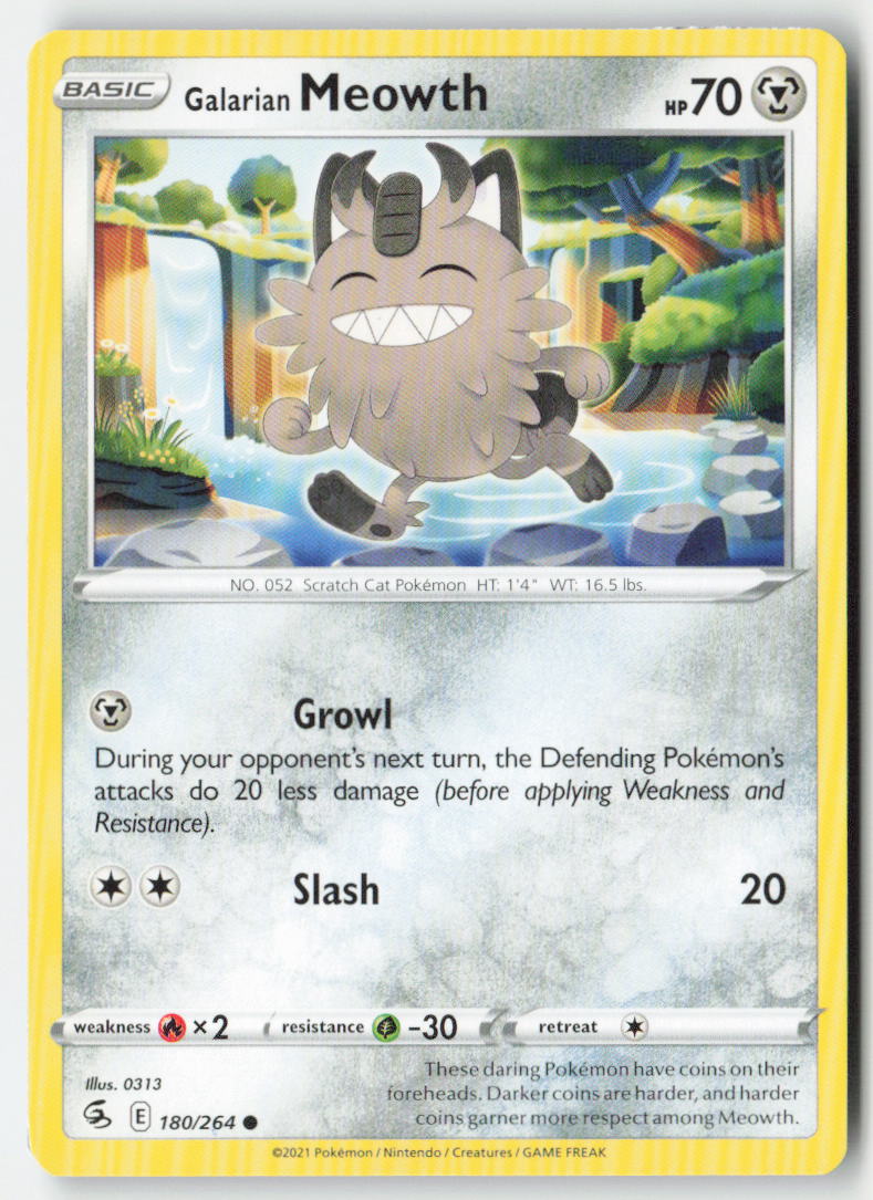 Galarian Meowth 180/264 Regular Fusion Strike Moderately Played
