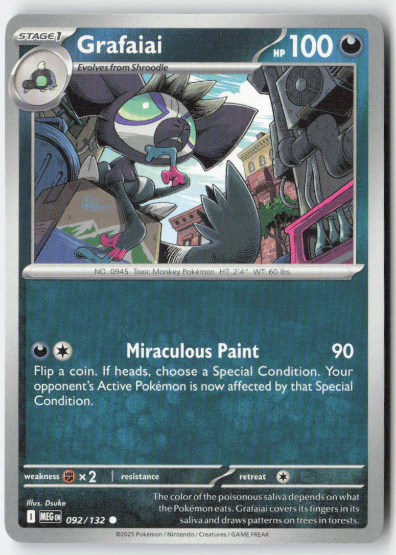 Grafaiai 092/132 Regular Mega Evolution Moderately Played, Front