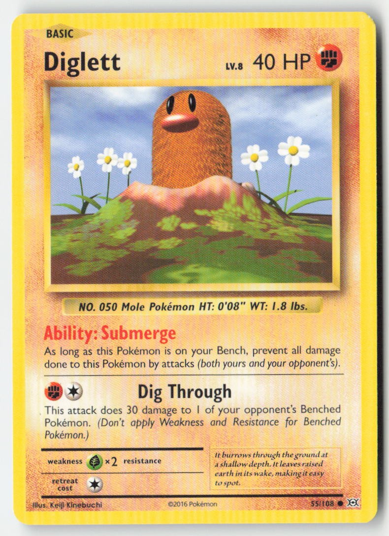 Diglett 55/108 Regular Evolutions Moderately Played