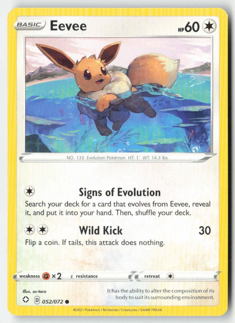 Eevee 52/72 Regular Shining Fates Moderately Played, Front