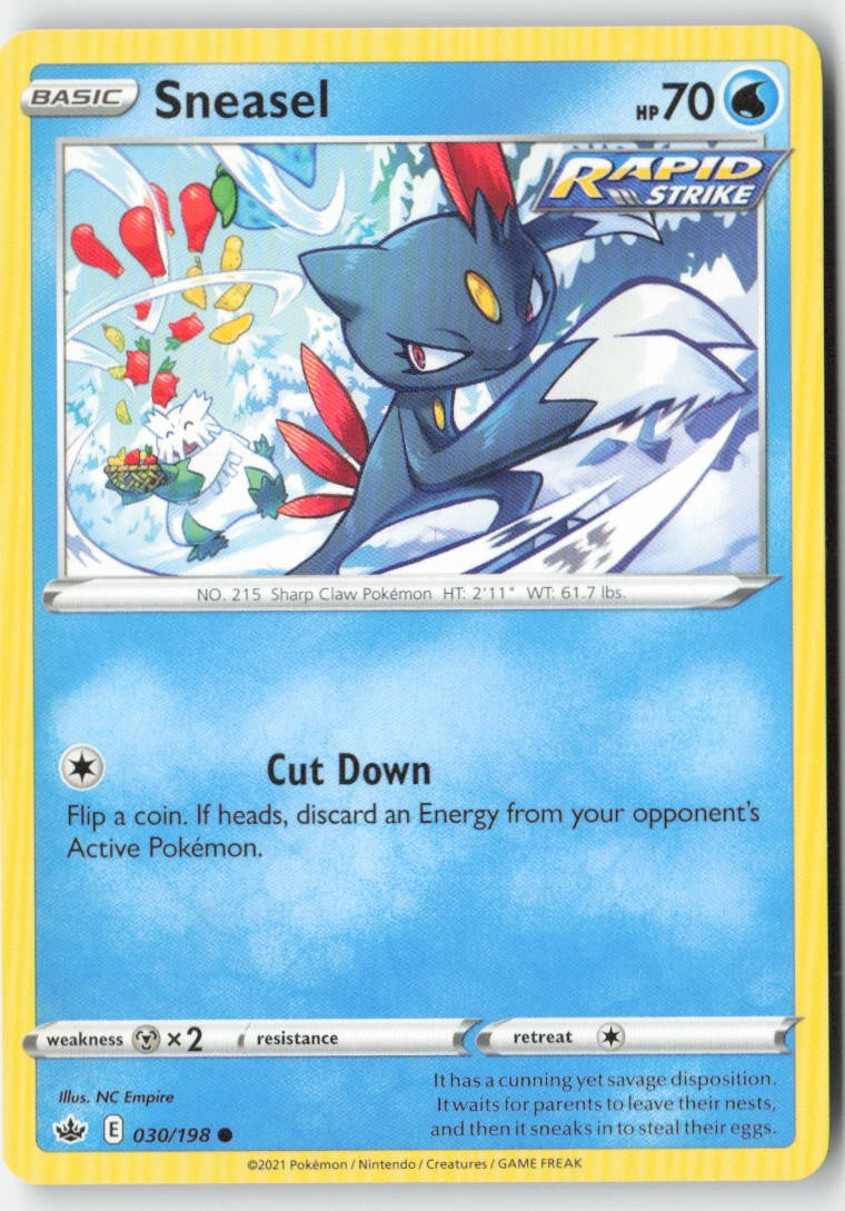 Sneasel 30/198 Regular Chilling Reign Moderately Played, Front