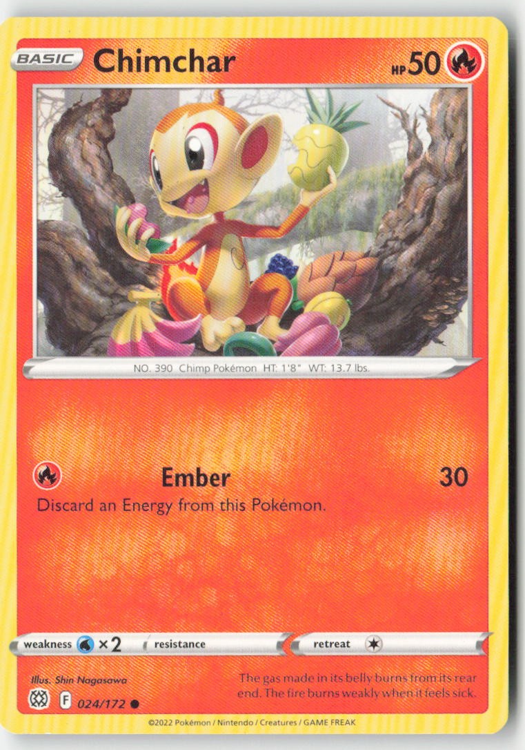 Chimchar 024/172 Regular Brilliant Stars Moderately Played, Front
