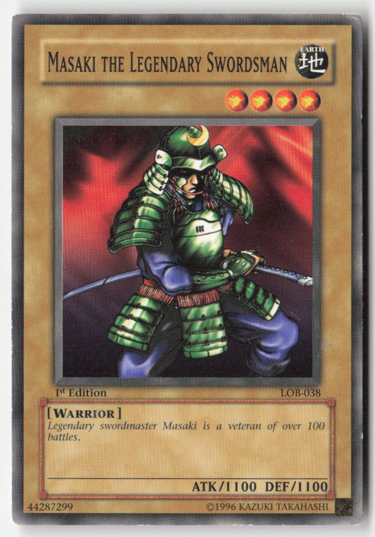 Masaki the Legendary Swordsman LOB-038 1st Edition Common Moderately Played