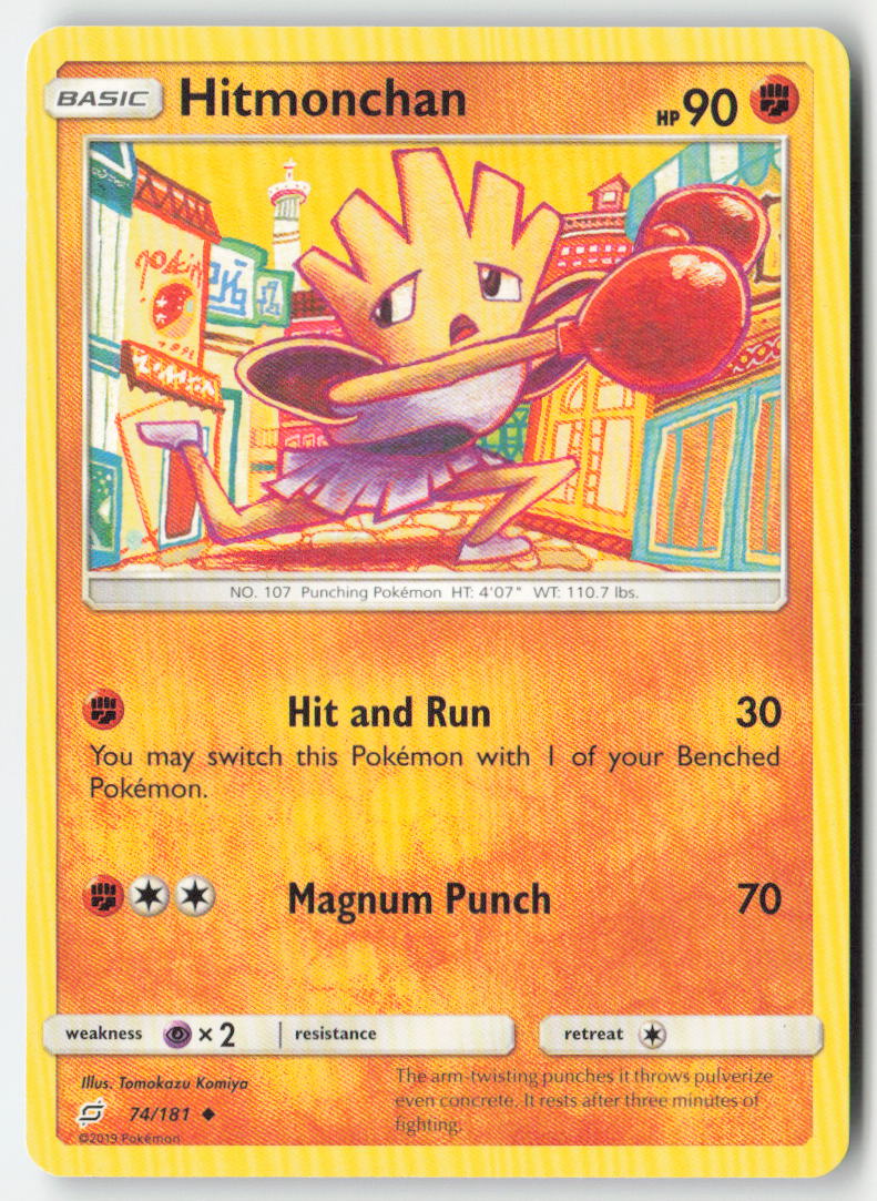 Hitmonchan 74/181 Regular Team Up Moderately Played, Front