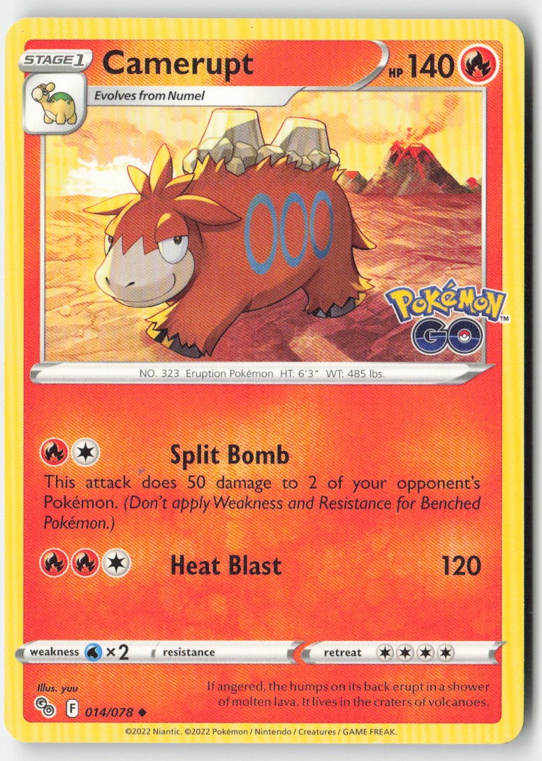 Camerupt 014/78 Regular Pokémon GO Moderately Played, Front