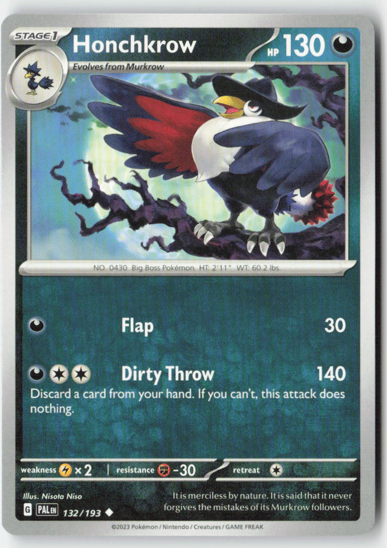 Honchkrow 132/193 Regular Paldea Evolved Moderately Played