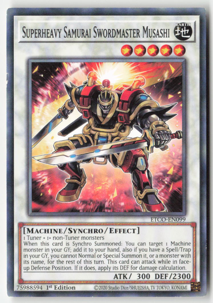 Superheavy Samurai Swordmaster Musashi ETCO-EN099 1st Edition Common Moderately Played, Front