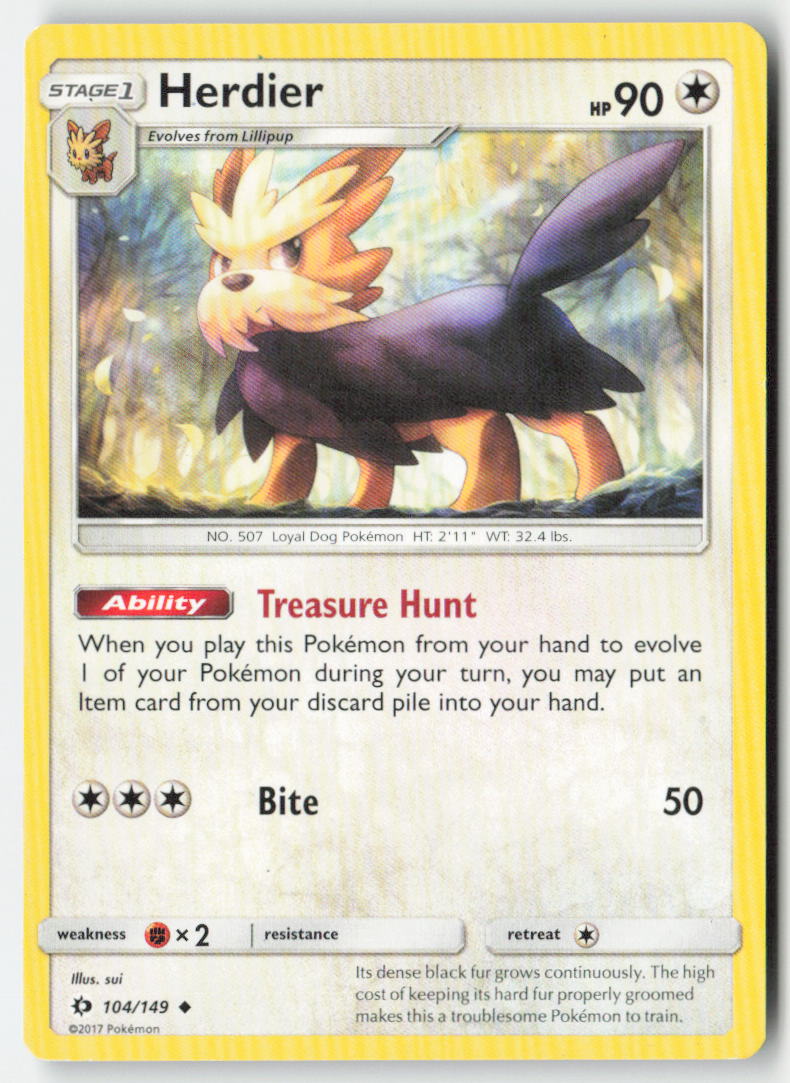 Herdier 104/149 Regular Sun & Moon Moderately Played