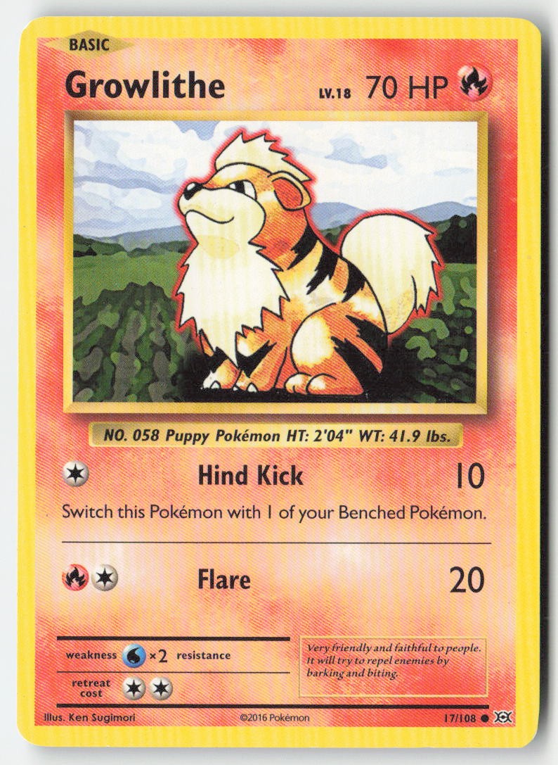 Growlithe 17/108 Regular Evolutions Moderately Played