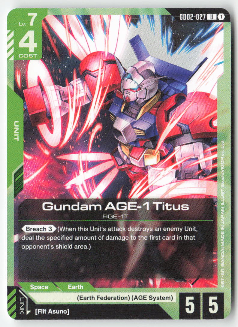 Gundam AGE-1 Titus GD02-027 Uncommon Normal Lightly Played