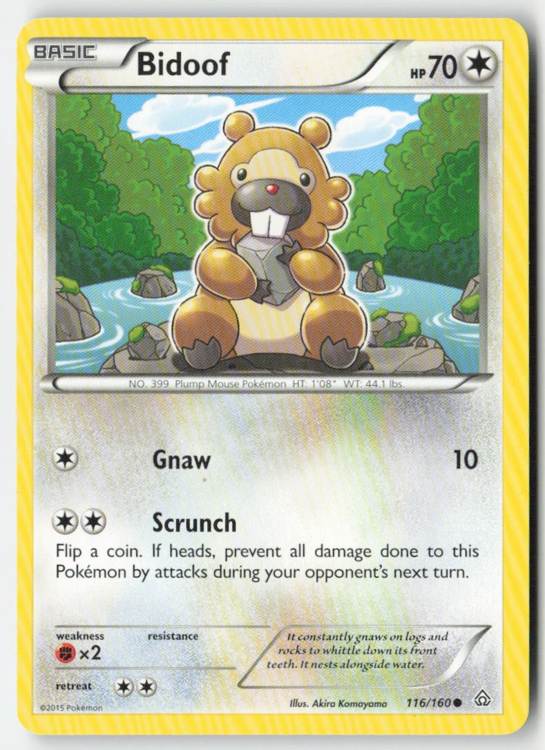 Bidoof 116/160 Regular Primal Clash Moderately Played