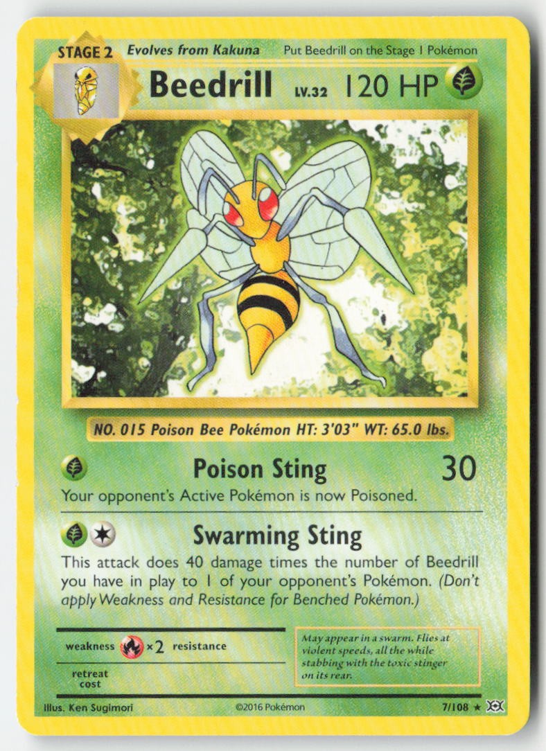 Beedrill 7/108 Regular Evolutions Moderately Played, Front