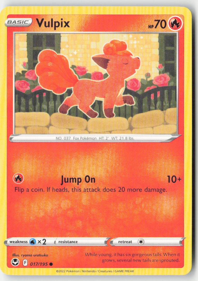 Vulpix 017/195 Regular Silver Tempest Moderately Played, Front