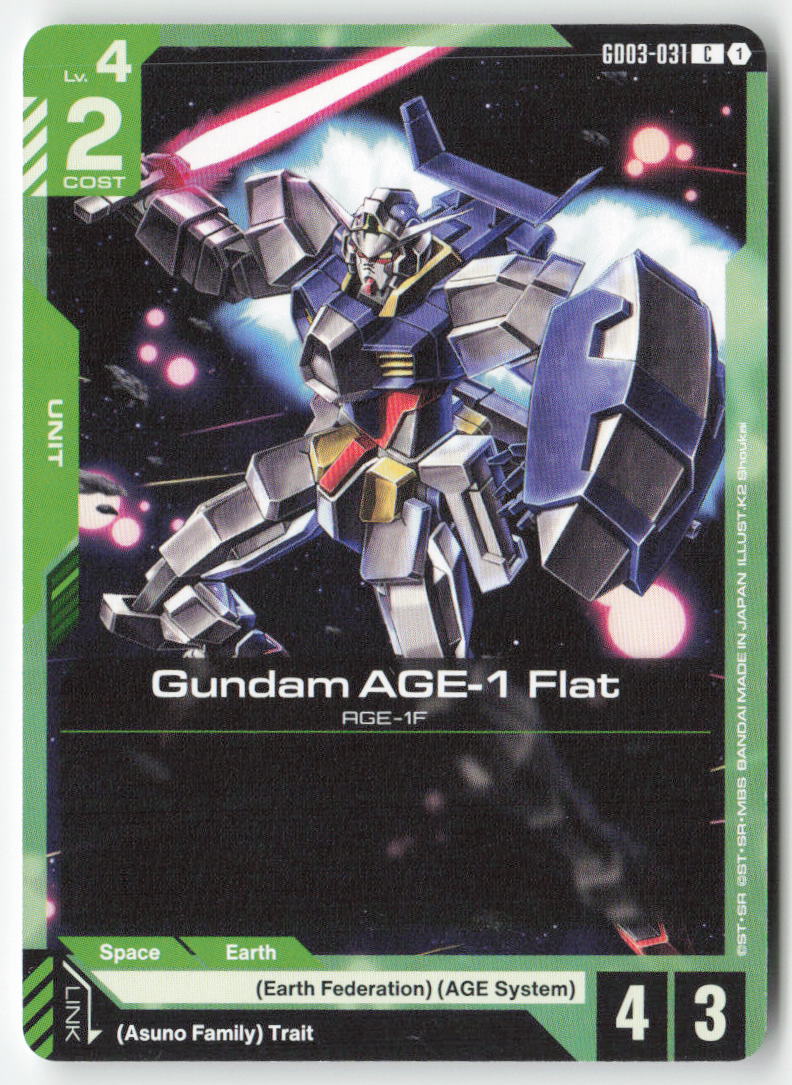 Gundam AGE-1 Flat GD03-031 Common Normal Lightly Played, Front