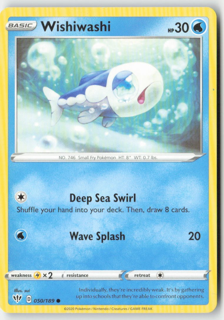Wishiwashi 50/189 Regular Darkness Ablaze Moderately Played, Front