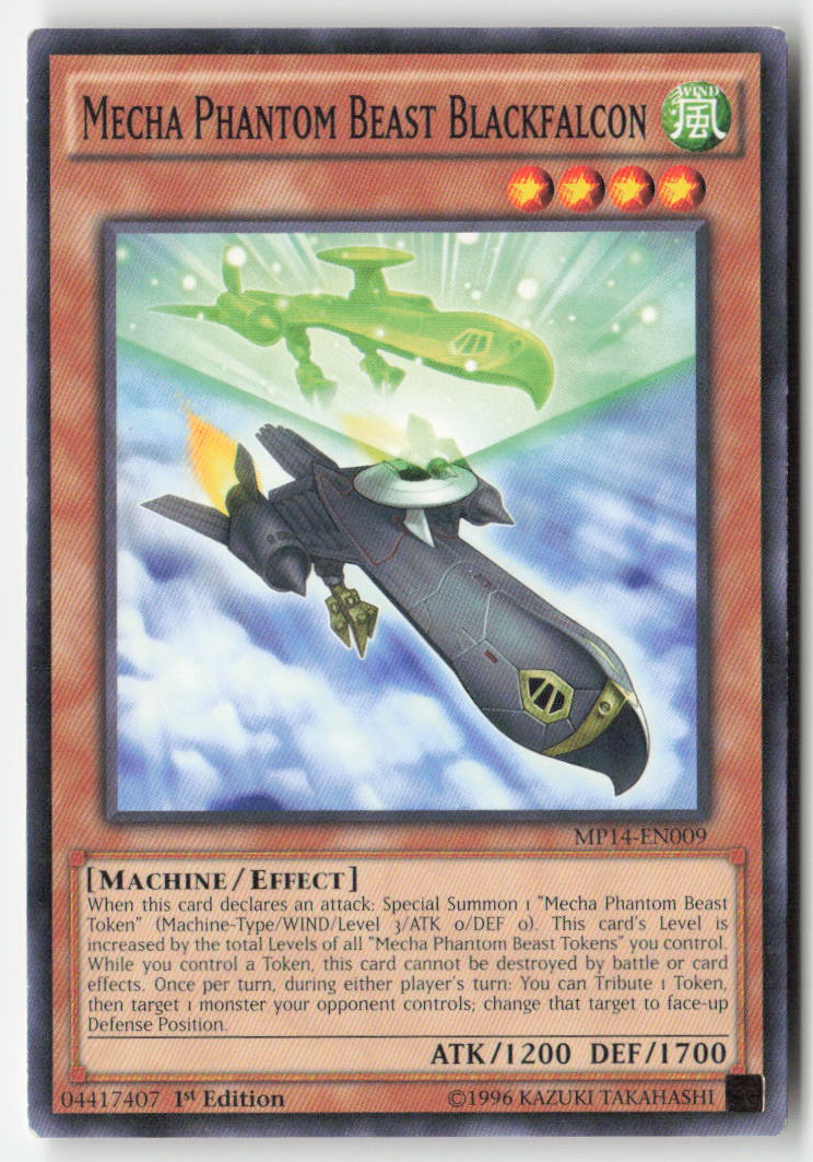 Mecha Phantom Beast Blackfalcon MP14-EN009 1st Edition Common Moderately Played