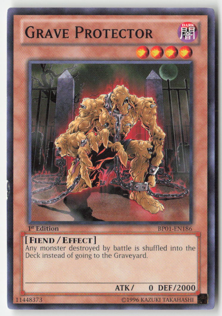 Grave Protector BP01-EN186 1st Edition Common Moderately Played, Front