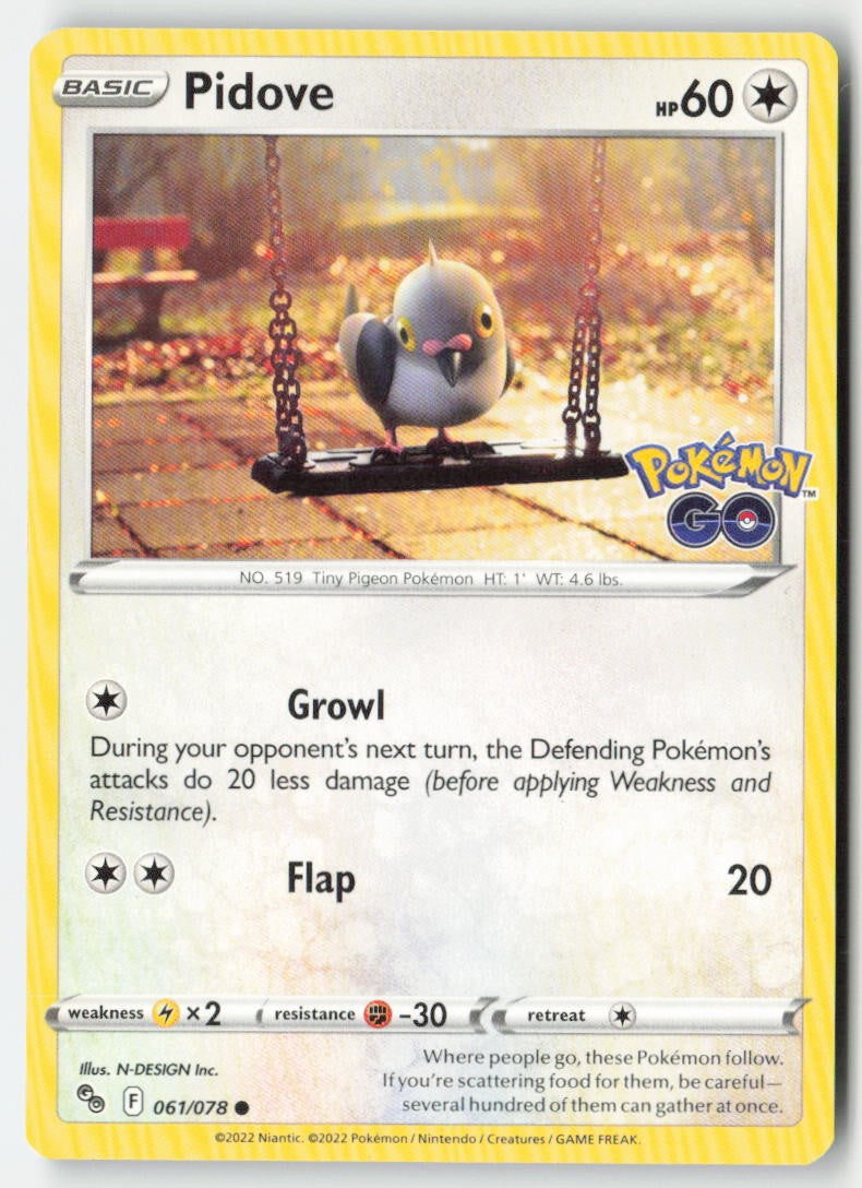 Pidove 061/78 Regular Pokémon GO Moderately Played