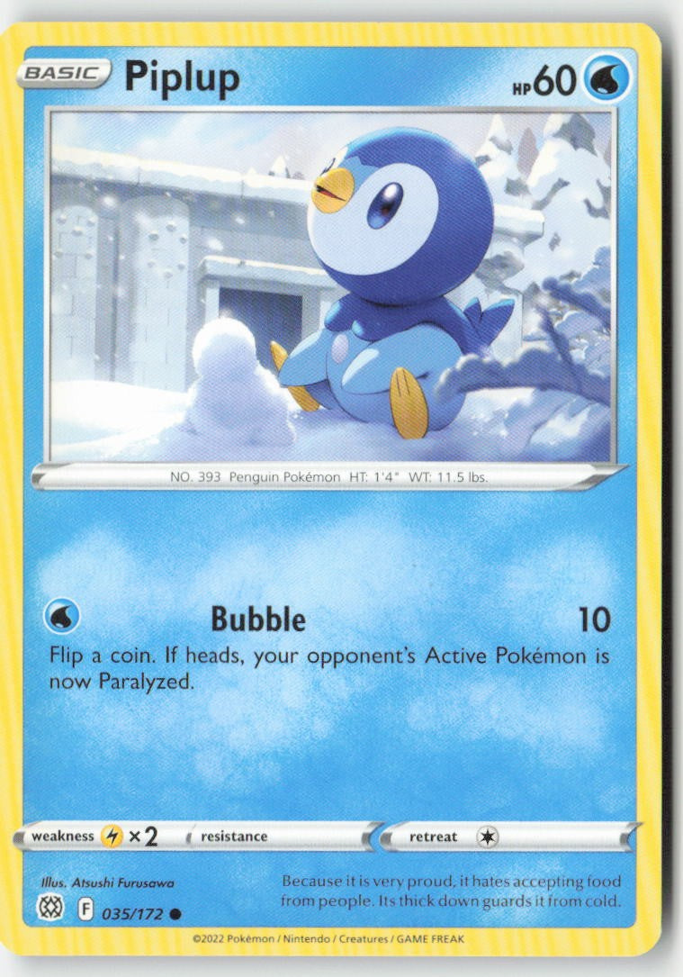Piplup 035/172 Regular Brilliant Stars Moderately Played