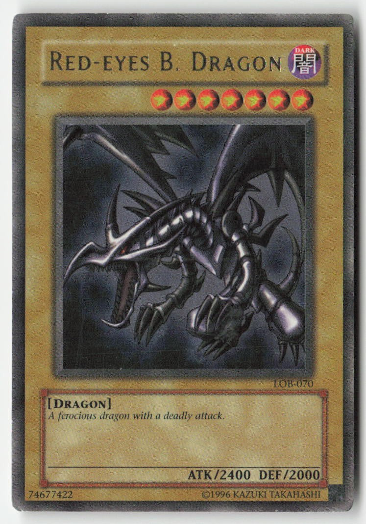 Red-Eyes Black Dragon LOB-070 Unlimited Ultra Rare Heavily Played, Front