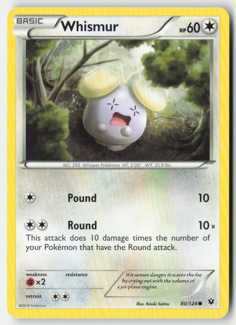 Whismur 80/124 Regular Fates Collide Moderately Played, Front
