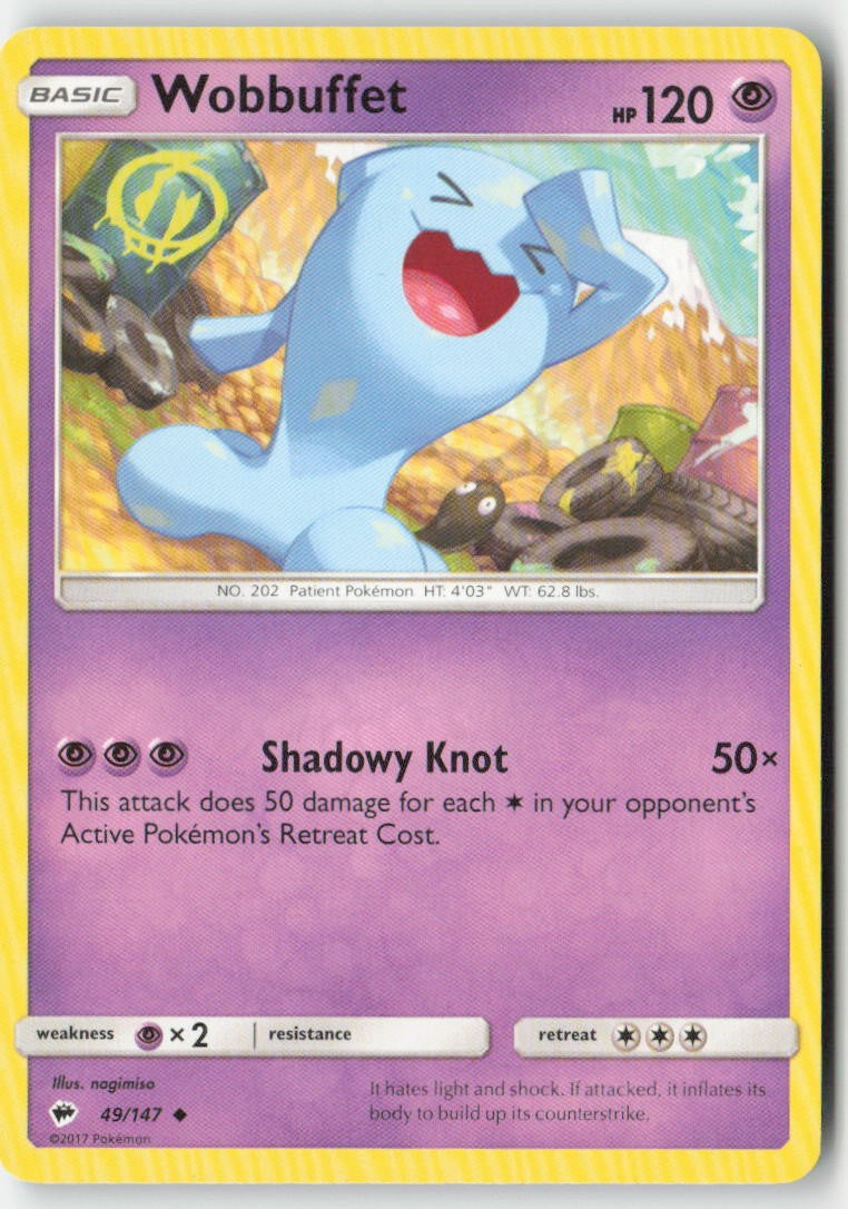 Wobbuffet 49/147 Regular Burning Shadows Moderately Played, Front