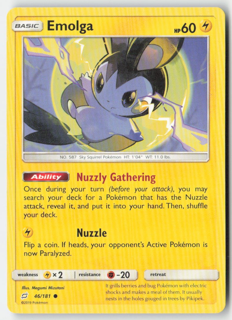 Emolga 46/181 Regular Team Up Moderately Played, Front