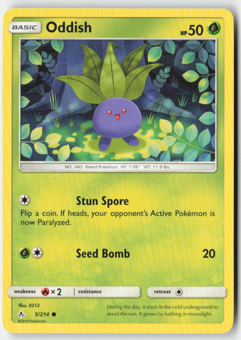 Oddish 5/214 Regular Unbroken Bonds Moderately Played
